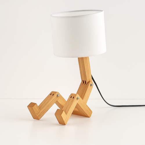 Abajur de Quarto Multifuncional em Madeira Robotic