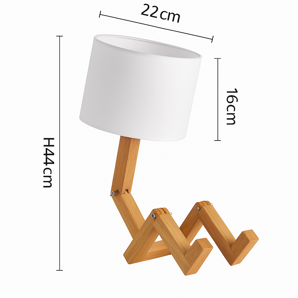 Abajur de Quarto Multifuncional em Madeira Robotic