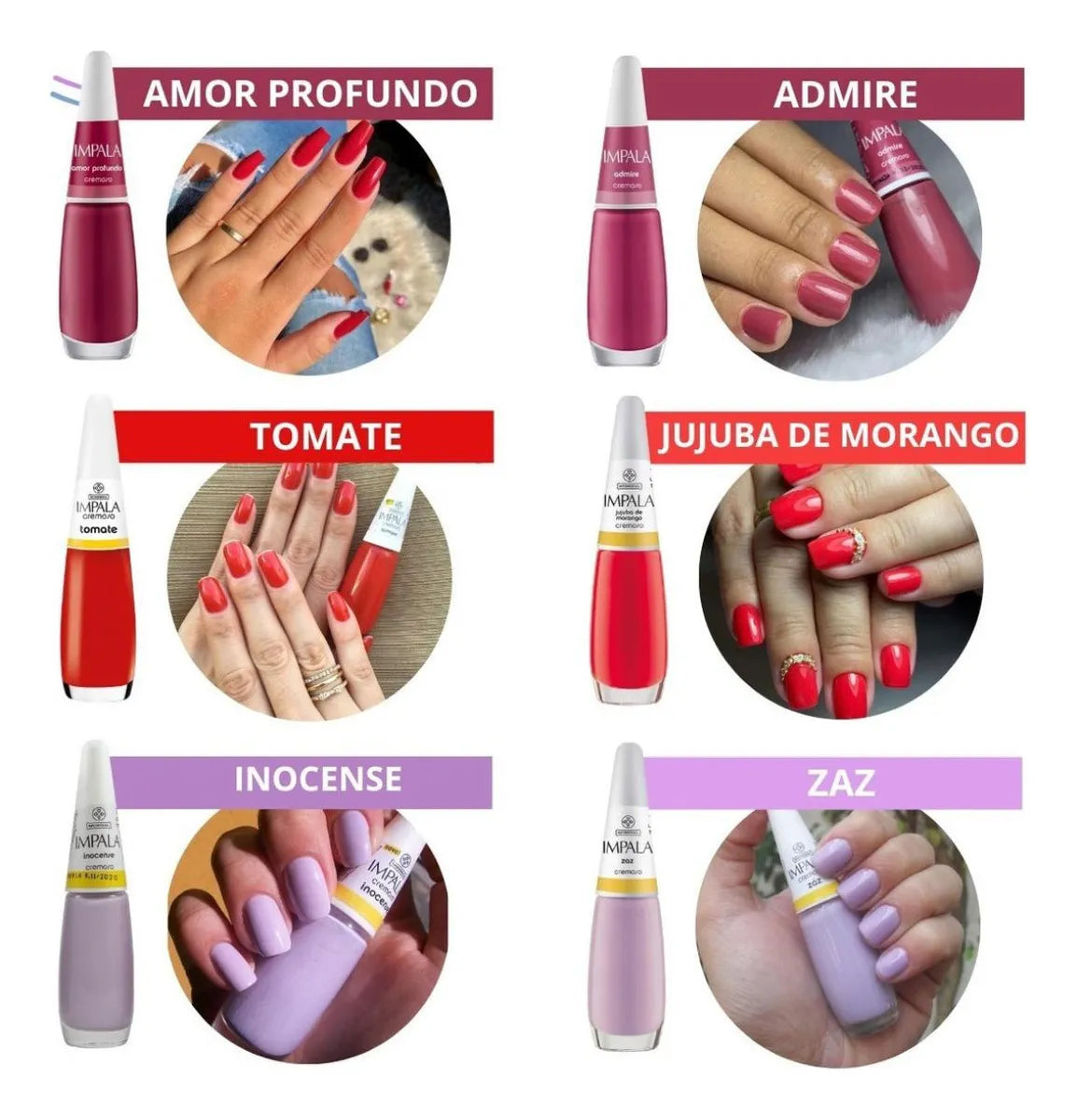 Kit 30 Esmaltes Impala Atacado Coleção Cores Coloridos Tons Cor Classico