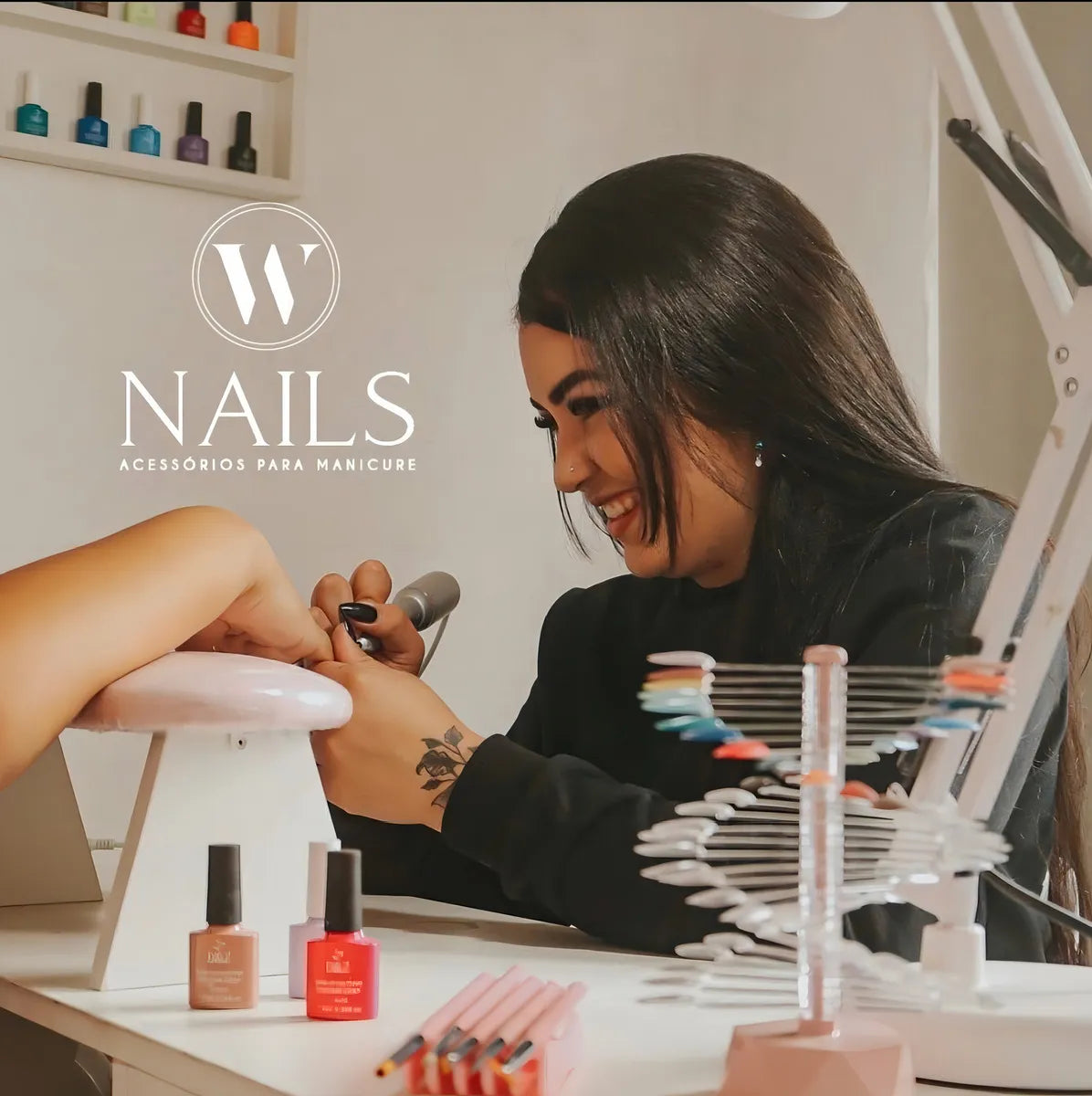 Apoio De Mão Manicure Pedicure + Suporte Para Os Pés Em Mdf Cor Champagne