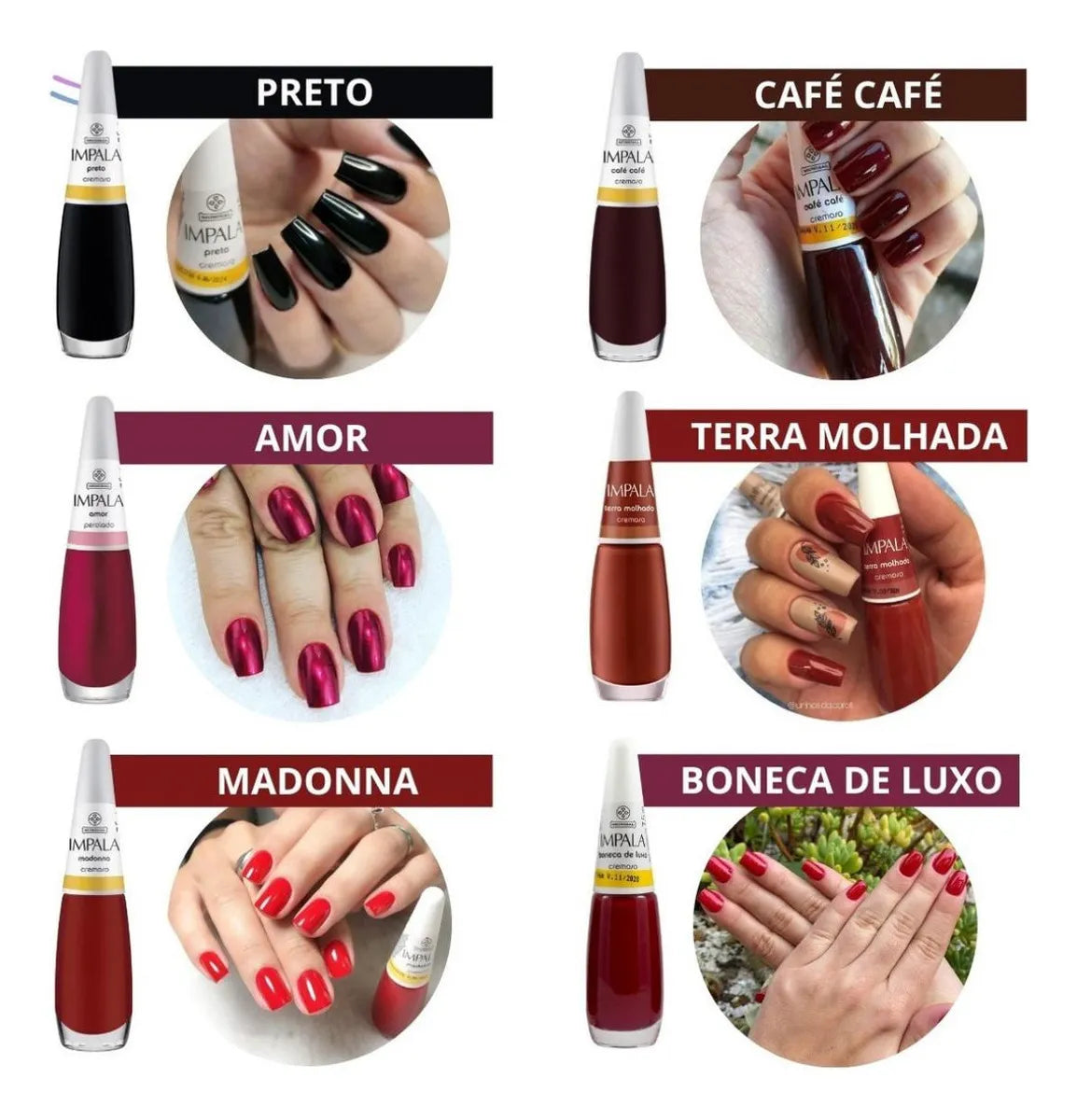 Kit 30 Esmaltes Impala Atacado Coleção Cores Coloridos Tons Cor Classico