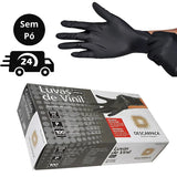 Luva Vinil Preta Descartável Sem Pó